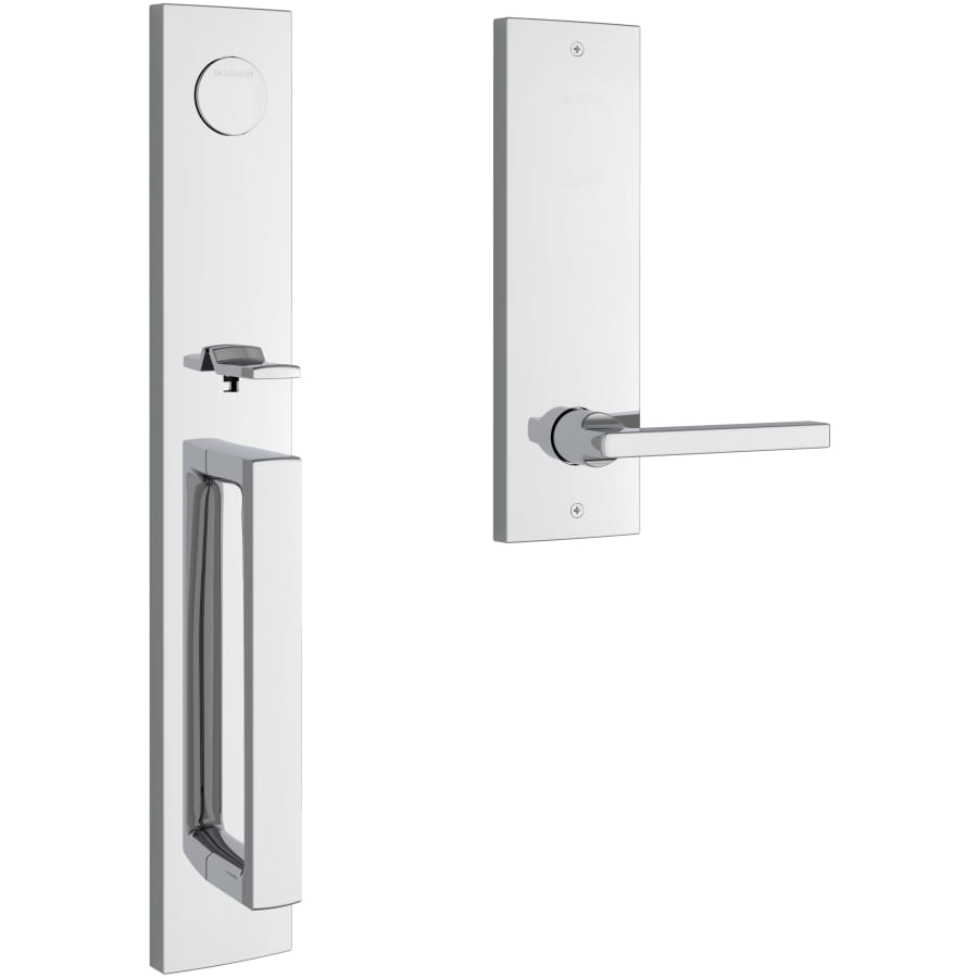 Baldwin - Reserve Collection - Tubular Entry Handlesets - Santa Cruz Full Escutcheon Emergency Egress Handleset w/ Square Lever & Contemporary Square Rose