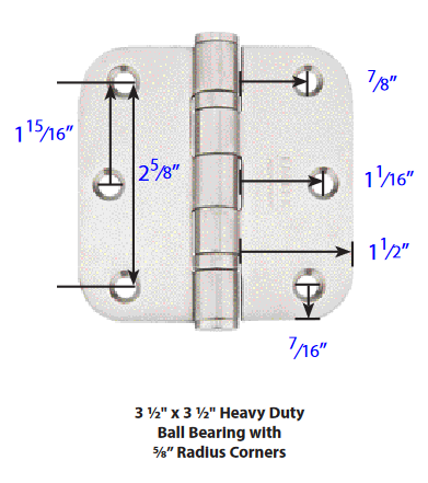 Emtek - Stainless Steel Hinges - Heavy Duty Ball Bearing Hinges (Pairs)