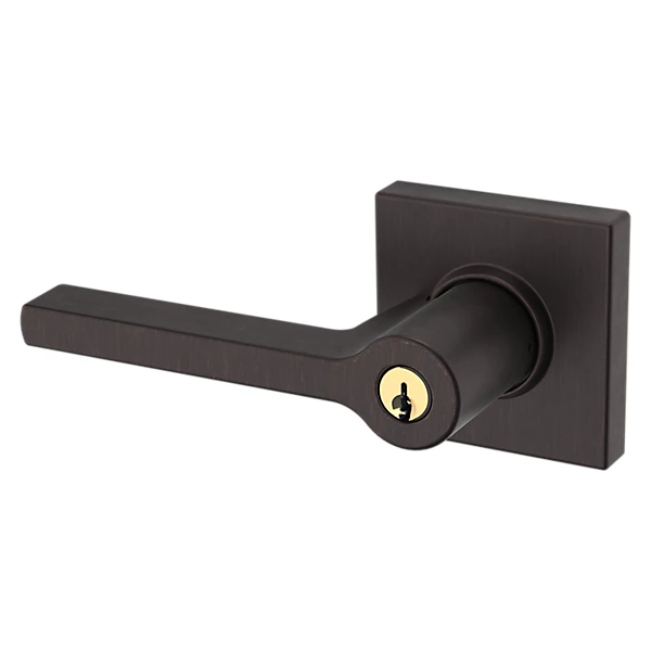 Baldwin - Estate Collection - Keyed Knobs & Levers - 5285 Minneapolis Keyed Door Lever w/ Square Rose