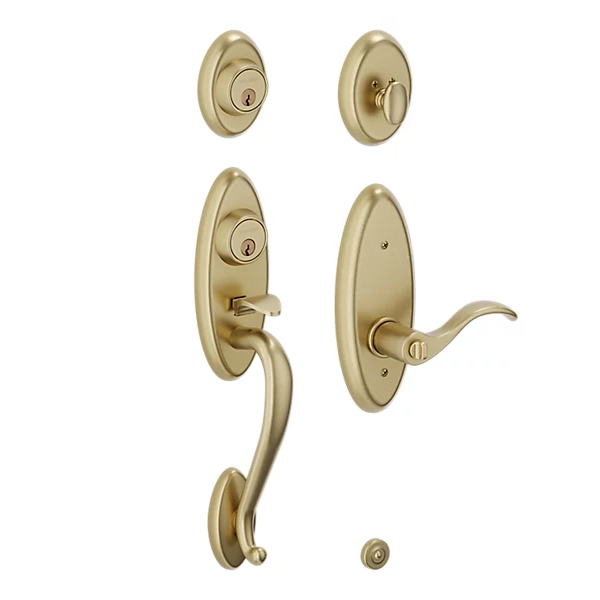 Baldwin - Estate Collection - Tubular Entry Handlesets - Landon Two-Point Lock Handleset w/ 5255 Wave Lever