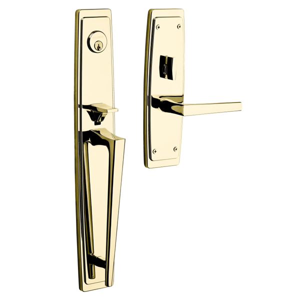 Baldwin - Estate Collection - Tubular Entry Handlesets - Palm Springs Full Escutcheon Emergency Egress Handleset w/ L024 Palm Springs Lever