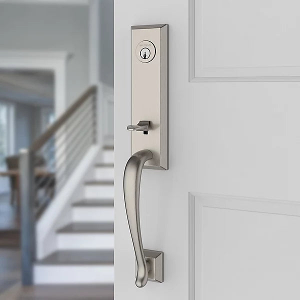 Baldwin - Reserve Collection - Tubular Entry Handlesets - Del Mar 3/4 Escutcheon Emergency Egress Handleset w/ Curve Lever & Square Bevel Rose