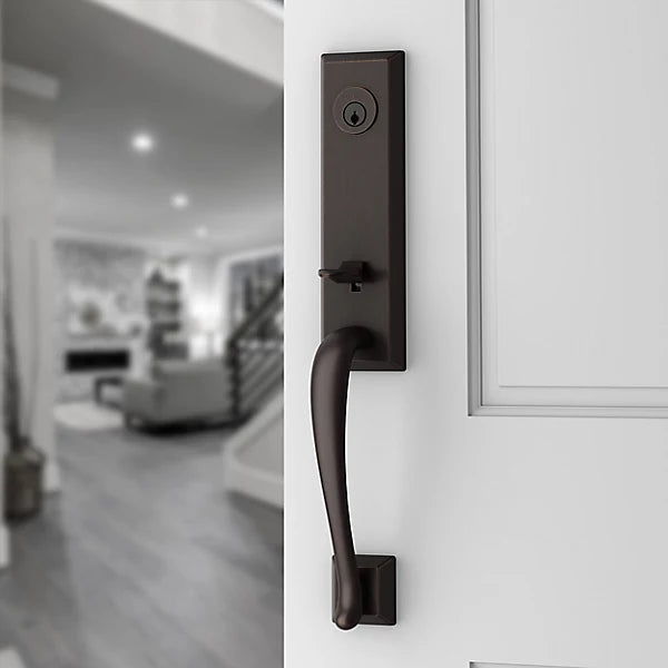 Baldwin - Reserve Collection - Tubular Entry Handlesets - Del Mar 3/4 Escutcheon Emergency Egress Handleset w/ Federal Lever & Square Bevel Rose