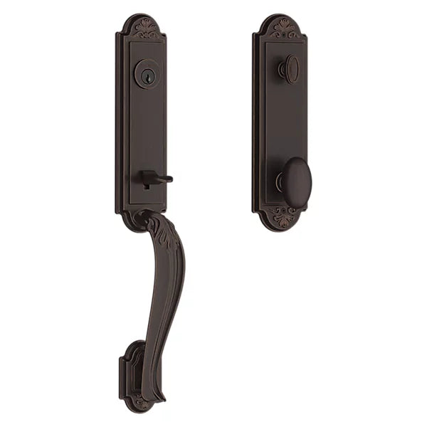 Baldwin - Reserve Collection - Tubular Entry Handlesets - Elizabeth 3/4 Escutcheon Emergency Egress Handleset w/ Ellipse Knob & Elizabeth Rose