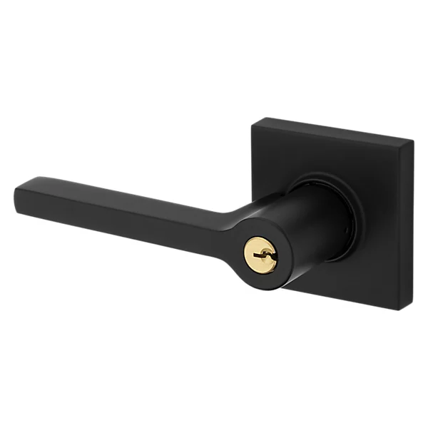 Baldwin - Estate Collection - Keyed Knobs & Levers - 5285 Minneapolis Keyed Door Lever w/ Square Rose