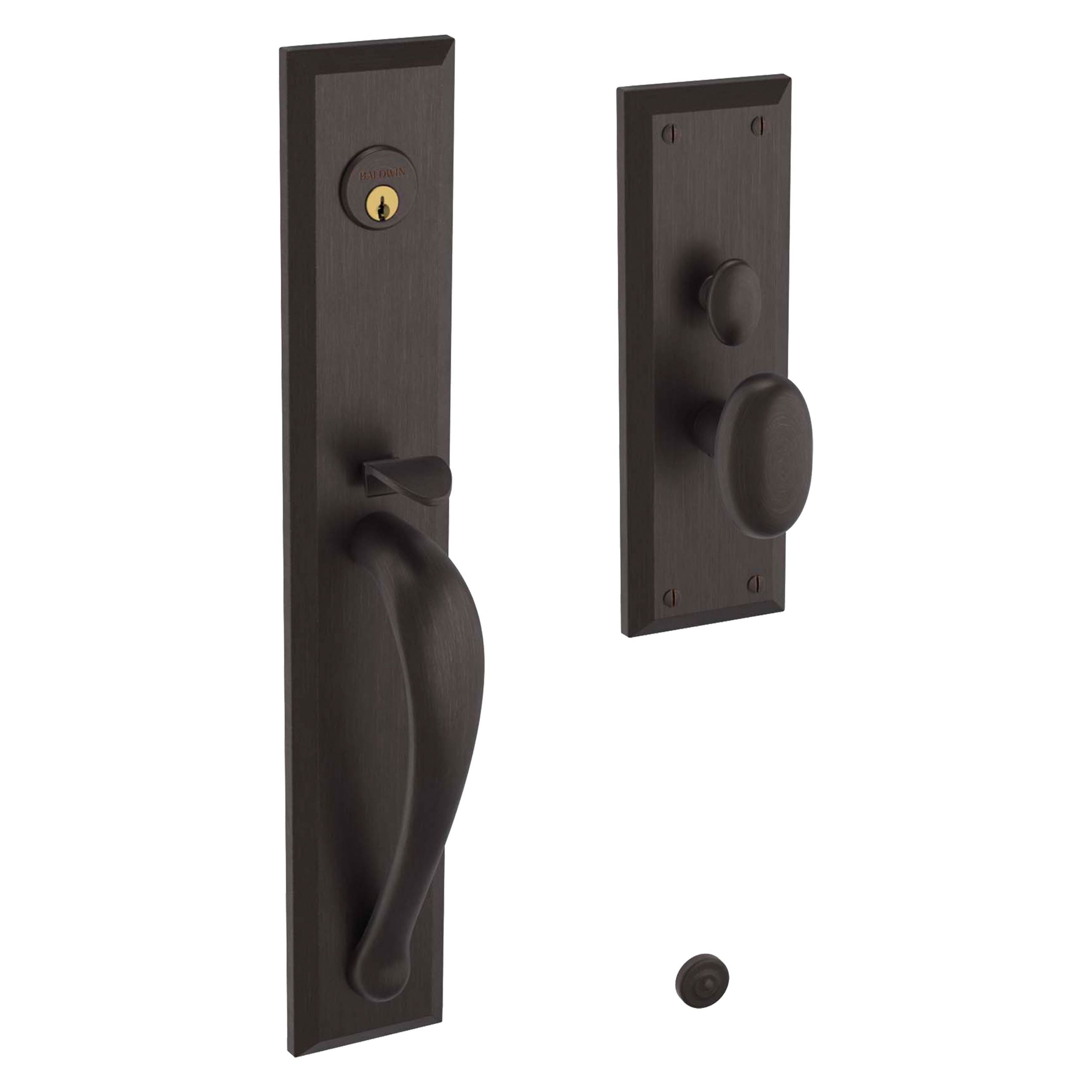 Baldwin - Estate Collection - Mortise Entry Handlesets - Cody Full Escutcheon M504 Mortise Handleset w/ Knob (Trim ONLY)