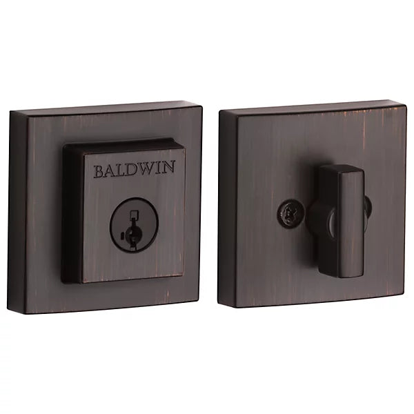 Baldwin - Prestige Collection - Deadbolts - Single Cylinder Square Deadbolt In Venetian Bronze