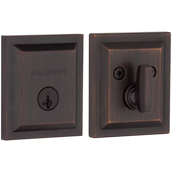 Baldwin - Prestige Collection - Deadbolts - Single Cylinder Low Profile Square (SLB) Deadbolt In Venetian Bronze