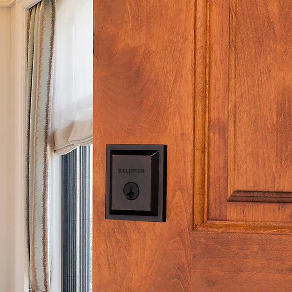 Baldwin - Prestige Collection - Deadbolts - Single Cylinder Low Profile Square (SLB) Deadbolt In Venetian Bronze