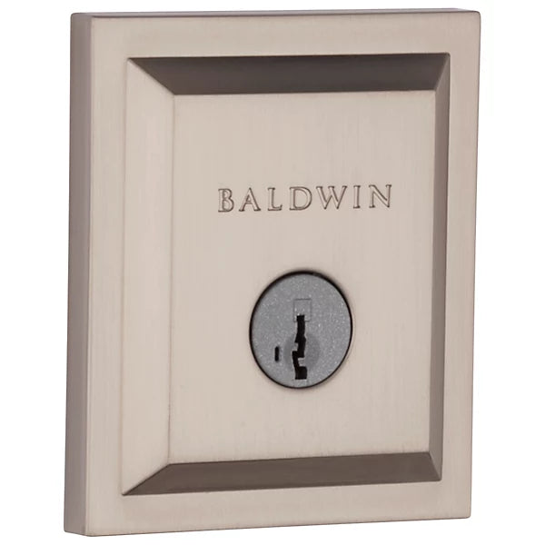 Baldwin - Prestige Collection - Deadbolts - Single Cylinder Low Profile Square (SLB) Deadbolt In Satin Nickel