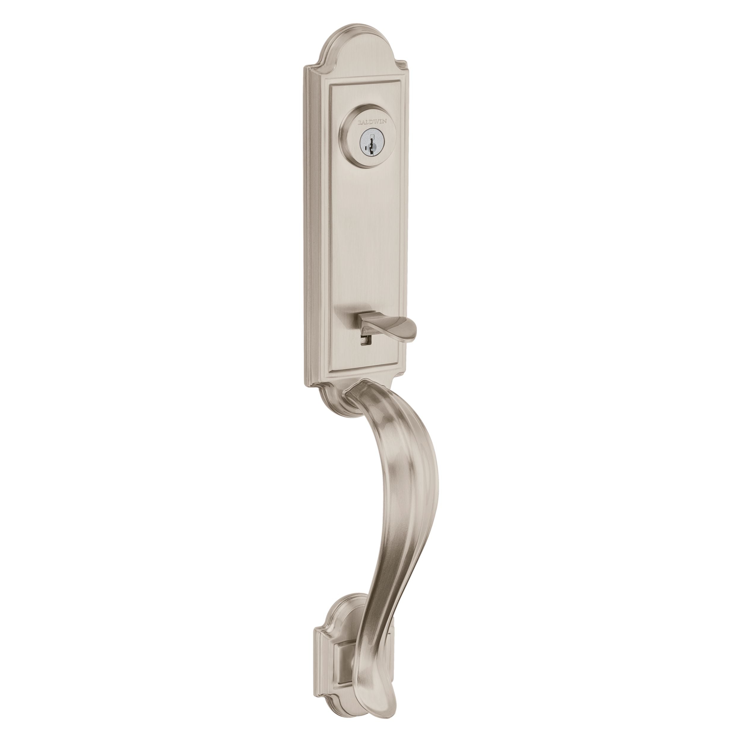 Baldwin - Prestige Collection - Tubular Entry Handlesets - Avendale 3/4 Escutcheon Handleset w/ Carnaby Knob In Satin Nickel