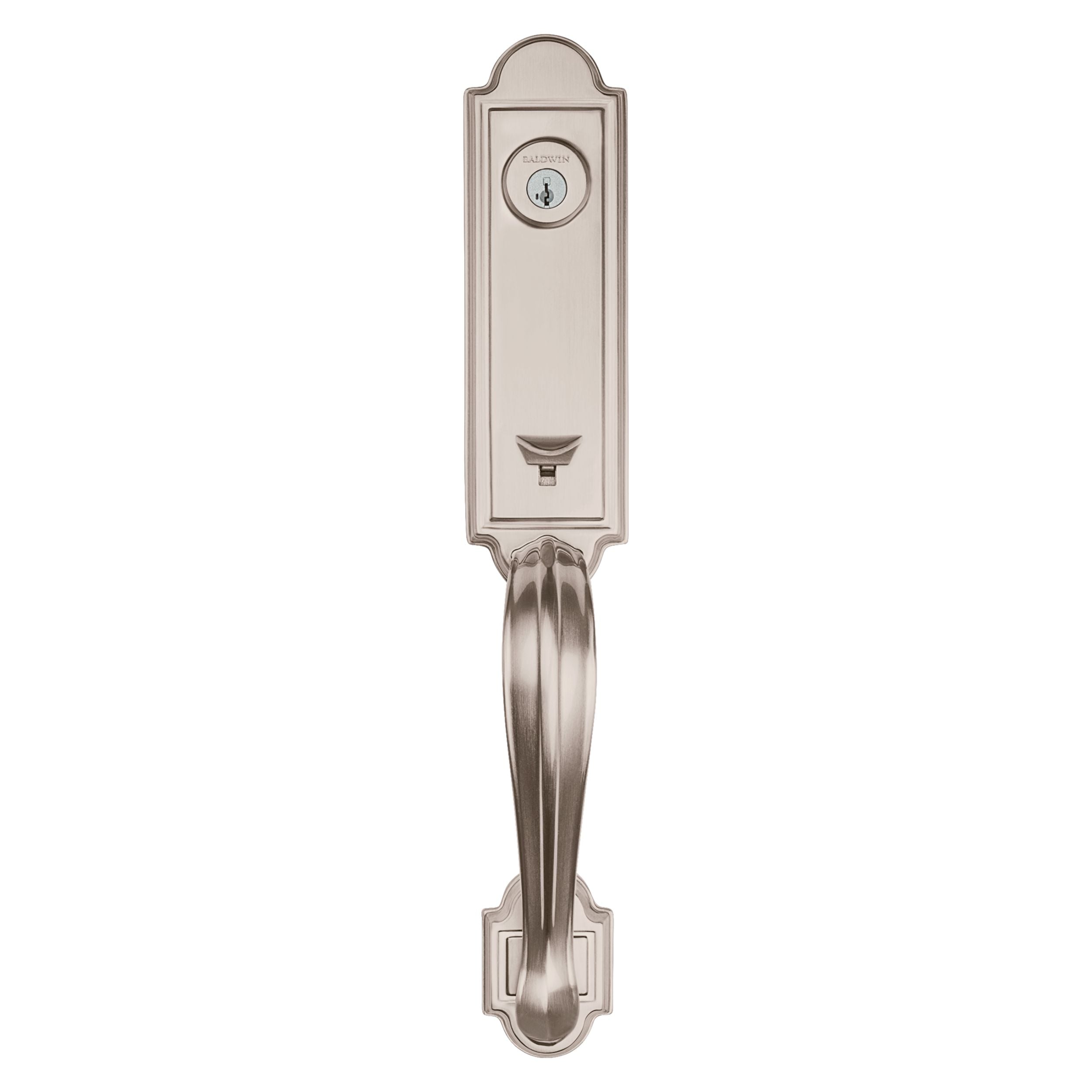 Baldwin - Prestige Collection - Tubular Entry Handlesets - Avendale 3/4 Escutcheon Handleset w/ Carnaby Knob In Satin Nickel