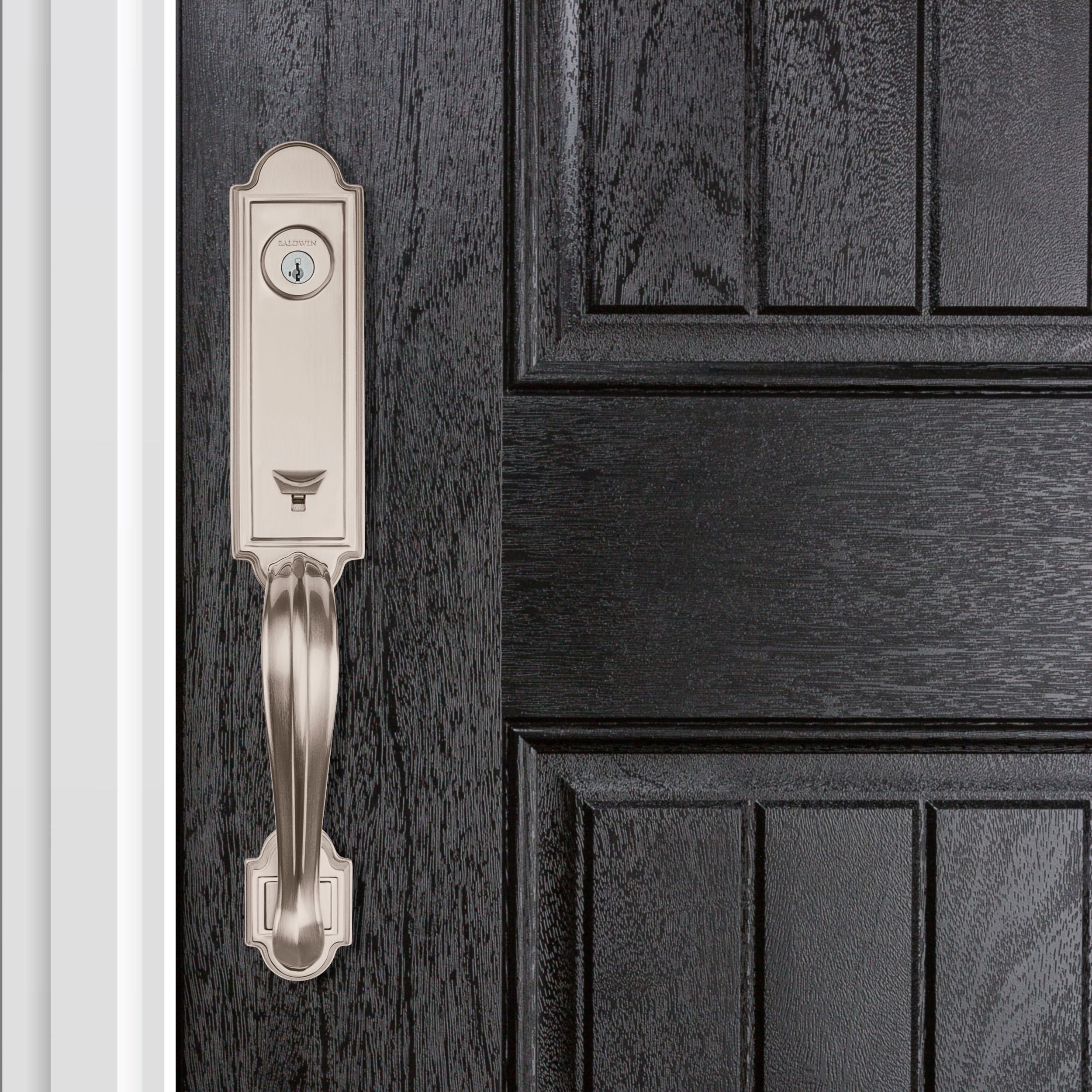 Baldwin - Prestige Collection - Tubular Entry Handlesets - Avendale 3/4 Escutcheon Handleset w/ Carnaby Knob In Satin Nickel