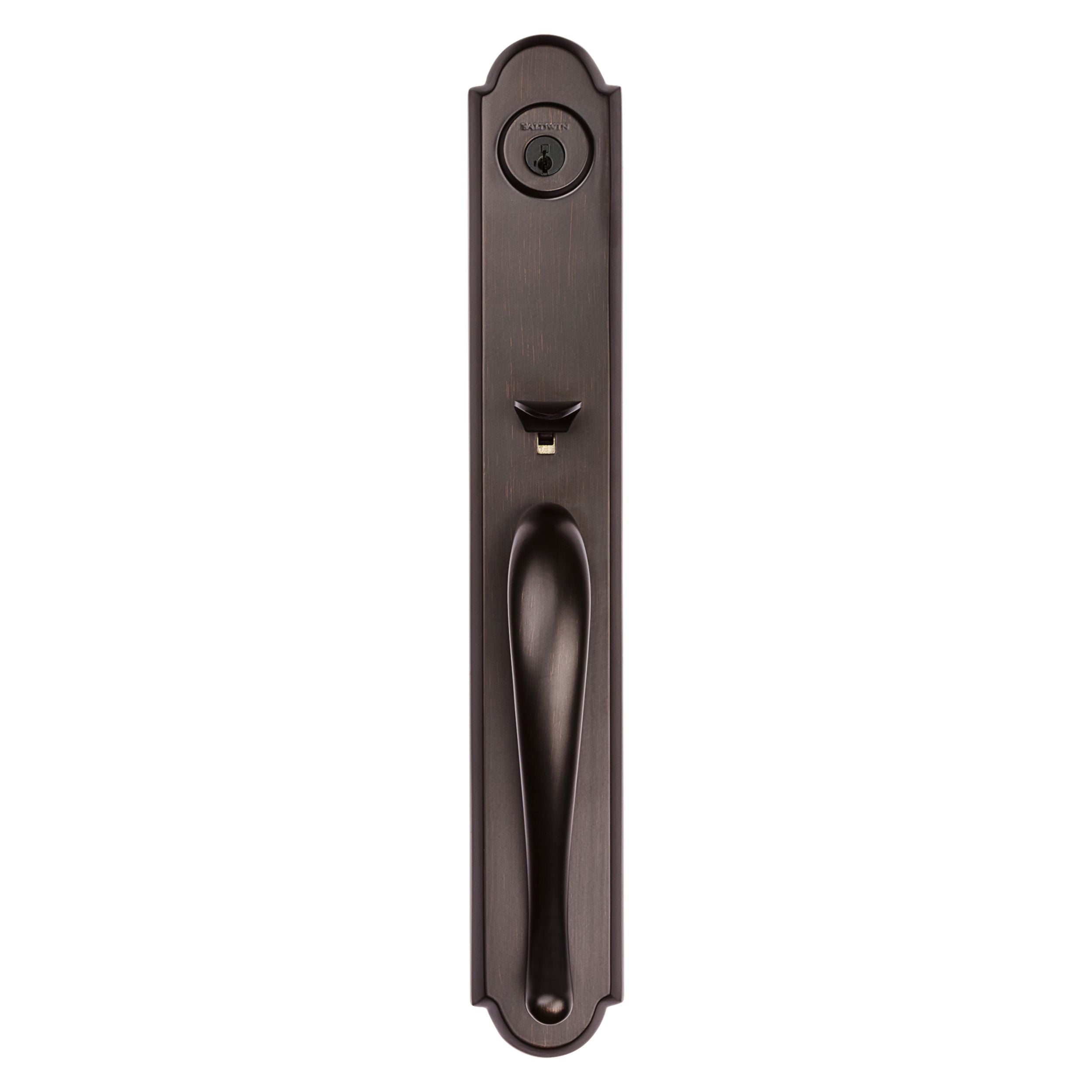 Baldwin - Prestige Collection - Tubular Entry Handlesets - Bighorn Full Escutcheon Handleset w/ Carnaby Knob In Venetian Bronze