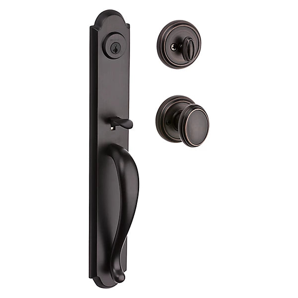 Baldwin - Prestige Collection - Tubular Entry Handlesets - Bighorn (BNH) Full Escutcheon Handleset w/ Carnaby Knob In Venetian Bronze