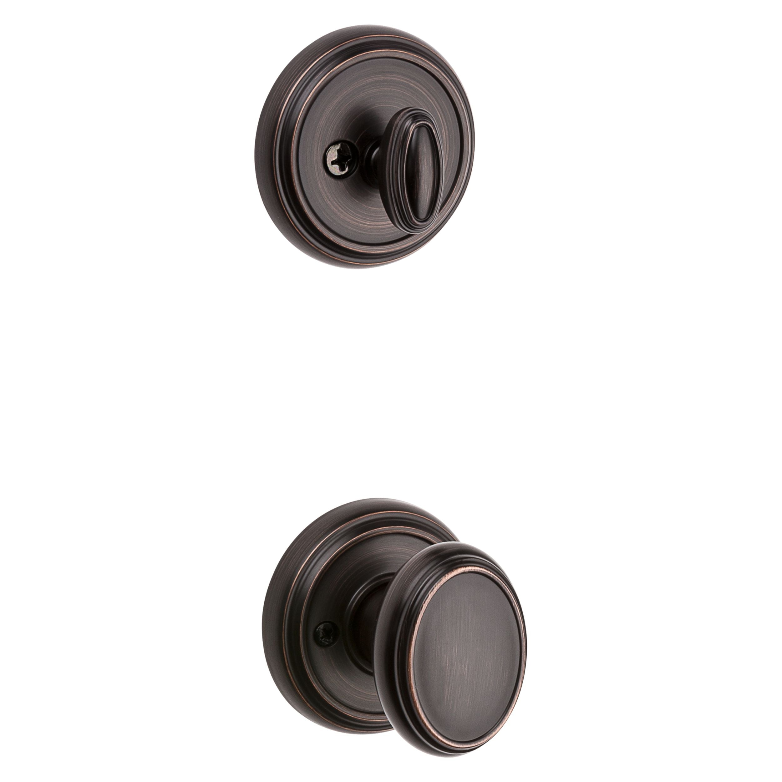 Baldwin - Prestige Collection - Tubular Entry Handlesets - Bighorn Full Escutcheon Handleset w/ Carnaby Knob In Venetian Bronze