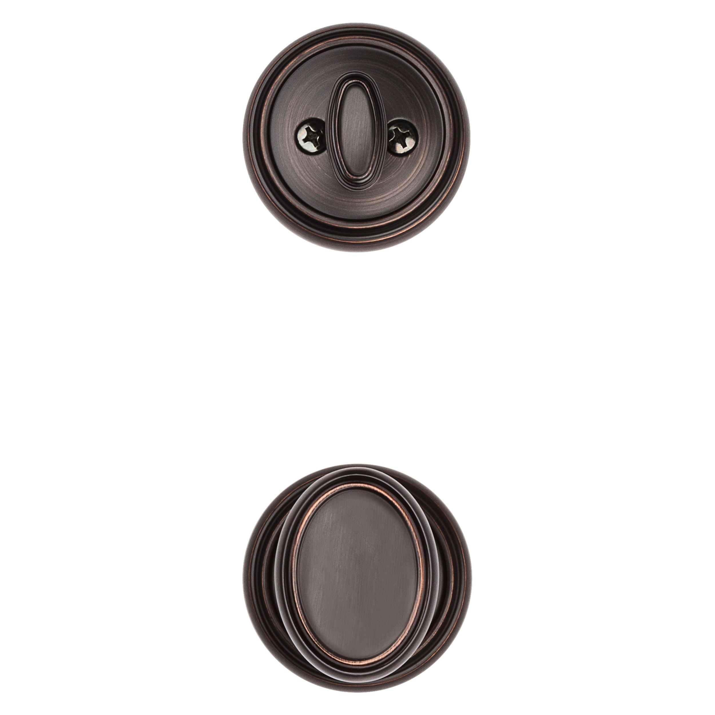 Baldwin - Prestige Collection - Tubular Entry Handlesets - Bighorn Full Escutcheon Handleset w/ Carnaby Knob In Venetian Bronze