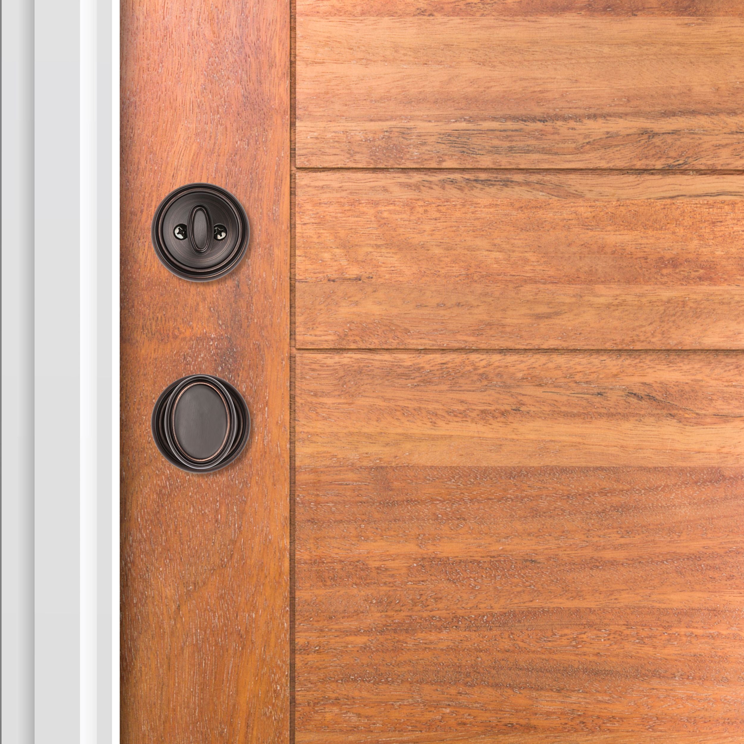 Baldwin - Prestige Collection - Tubular Entry Handlesets - Bighorn Full Escutcheon Handleset w/ Carnaby Knob In Venetian Bronze