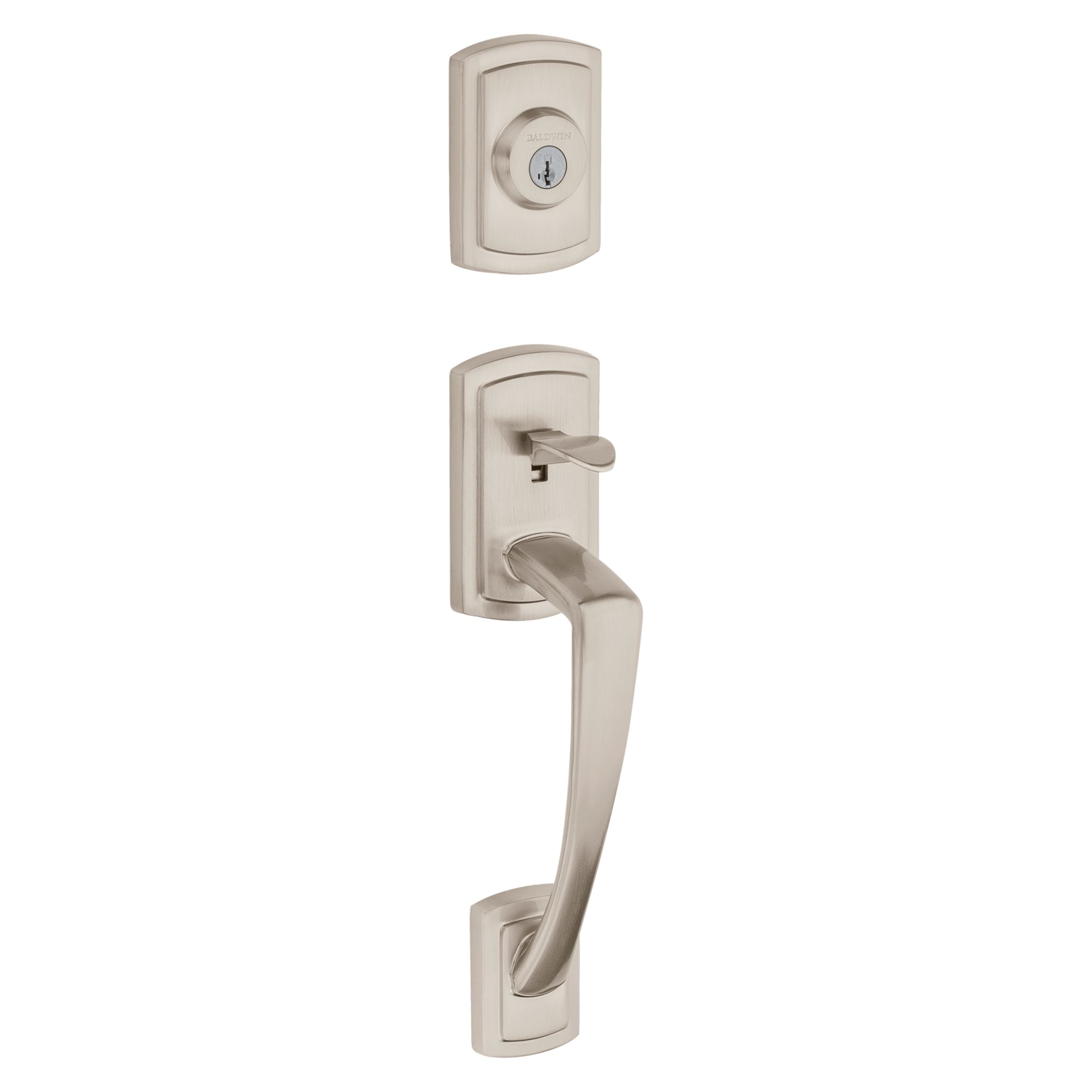 Baldwin - Prestige Collection - Tubular Entry Handlesets - Nautica (NAH) Sectional Handleset w/ Tobin Lever In Satin Nickel