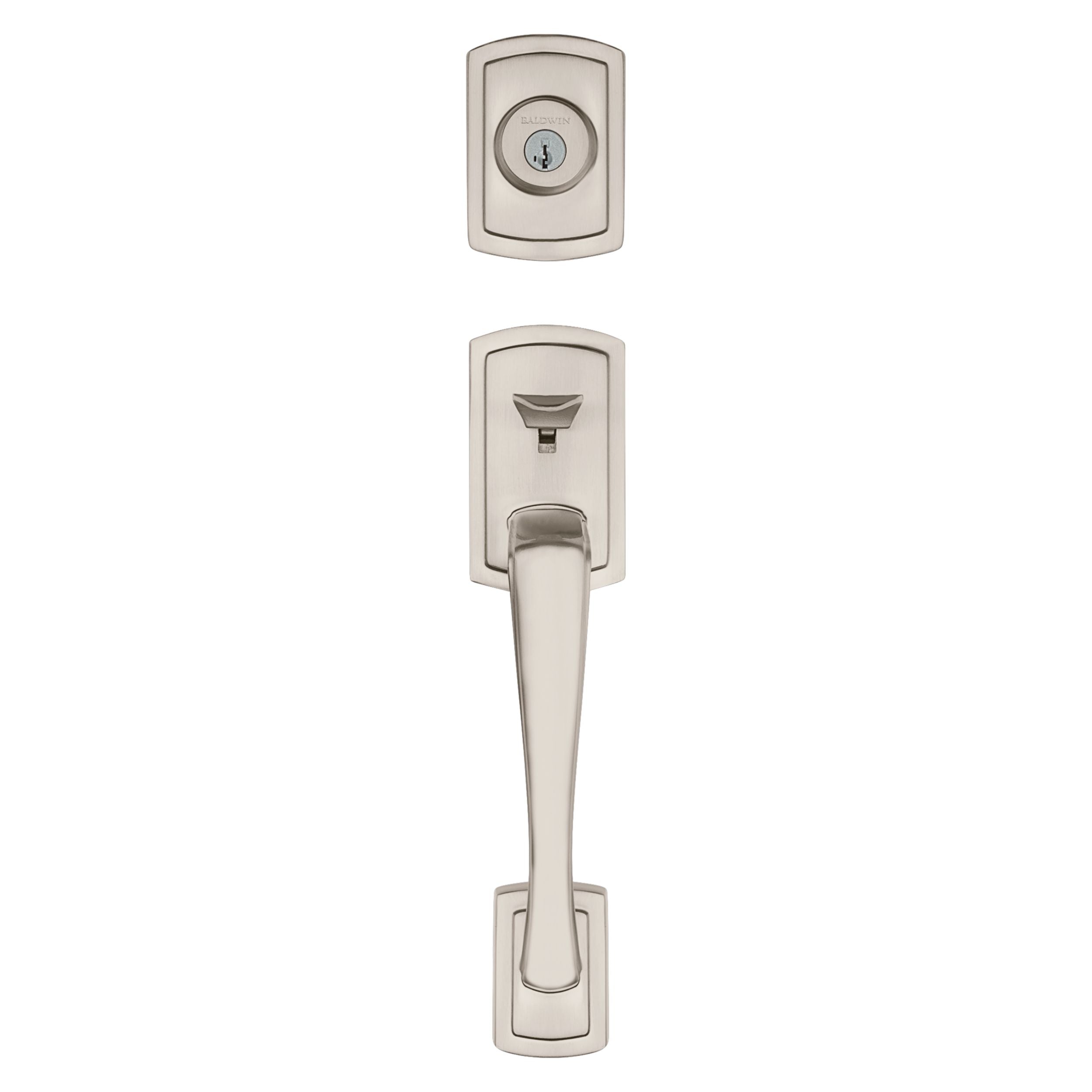 Baldwin - Prestige Collection - Tubular Entry Handlesets - Nautica (NAH) Sectional Handleset w/ Tobin Lever In Satin Nickel