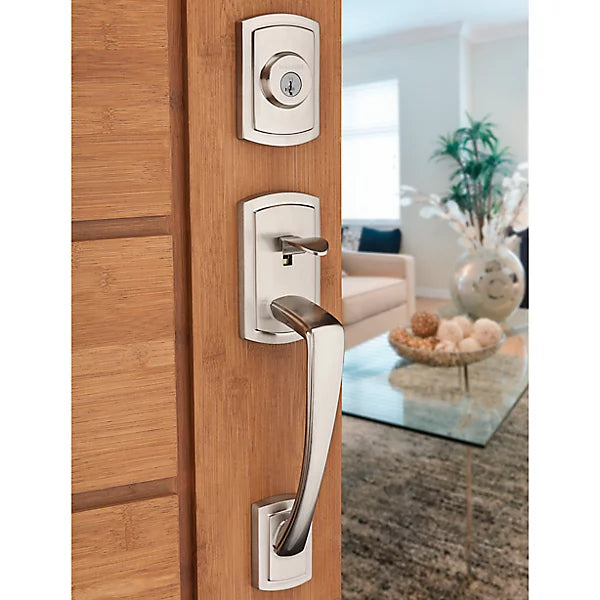 Baldwin - Prestige Collection - Tubular Entry Handlesets - Nautica (NAH) Sectional Handleset w/ Tobin Lever In Satin Nickel