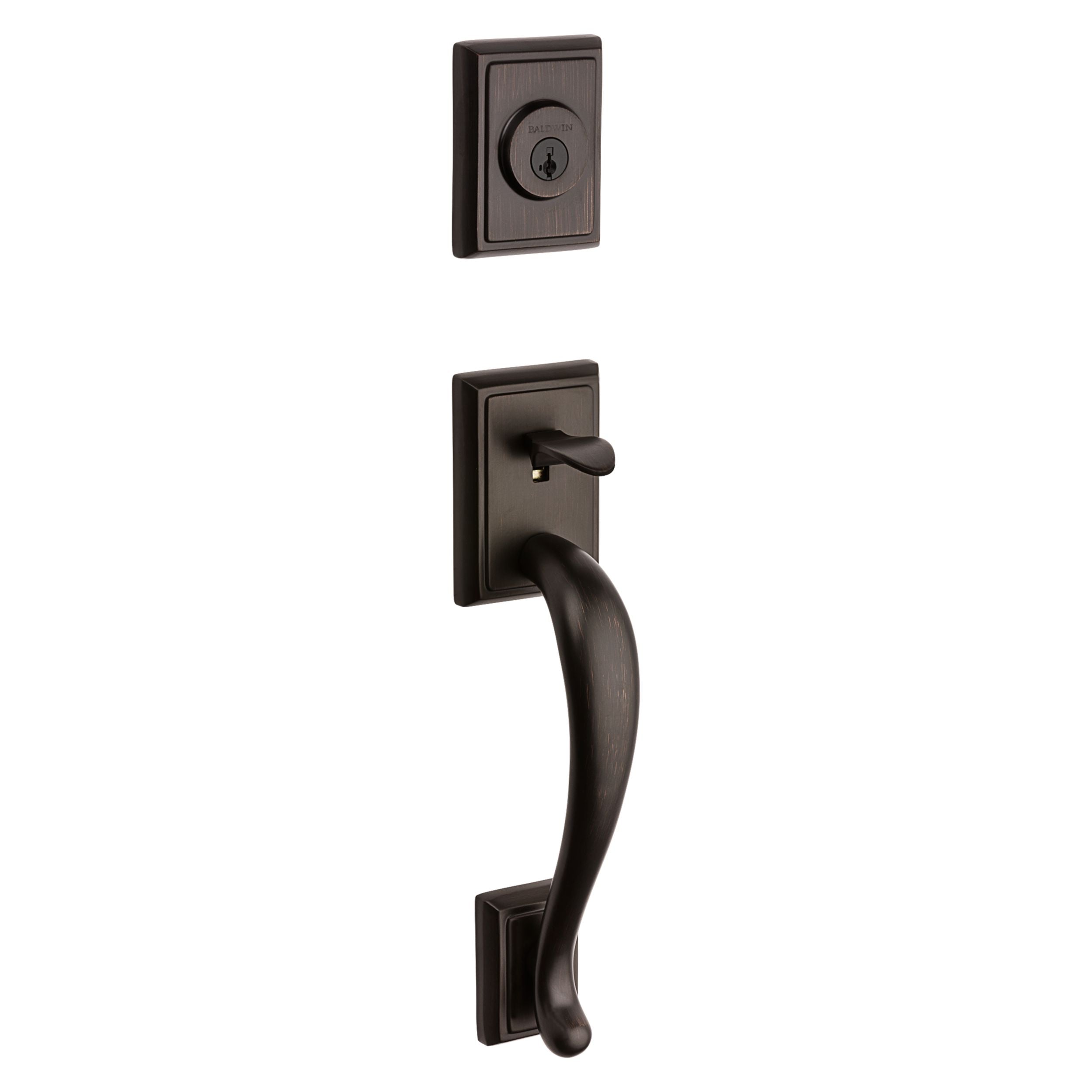 Baldwin - Prestige Collection - Tubular Entry Handlesets - Pistoria Sectional Handleset w/ Madrina Lever In Venetian Bronze