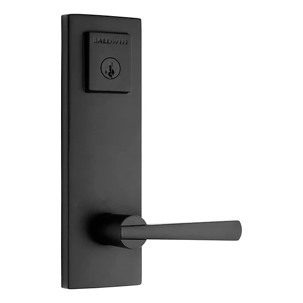 Baldwin - Prestige Collection - Tubular Entry Handlesets - Spyglass (SPE) Lever Handleset w/ Spyglass Lever In Matte Black