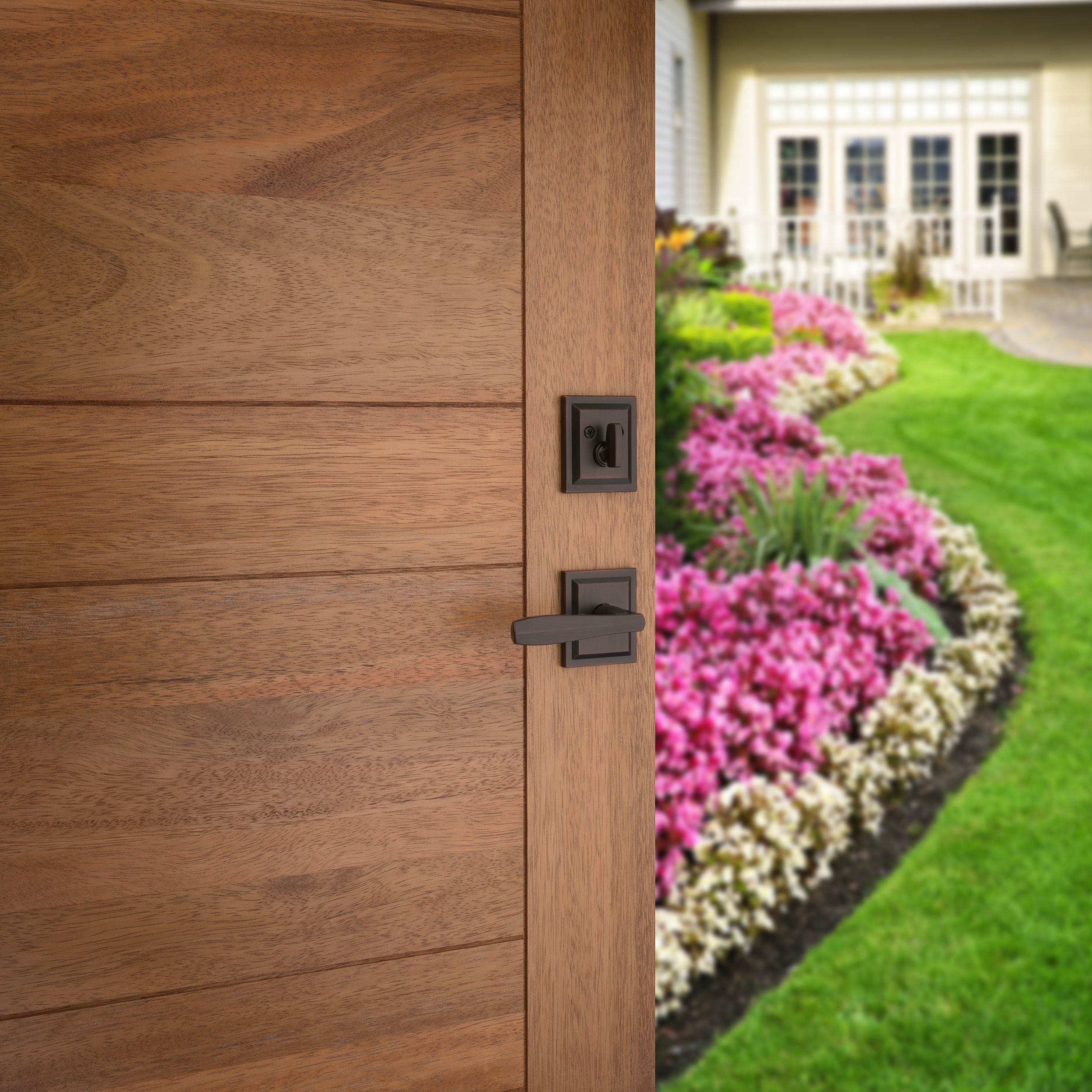 Baldwin - Prestige Collection - Tubular Entry Handlesets - Torrey Pines (TPE) Full Escutcheon Handleset w/ Torrey Lever In Venetian Bronze