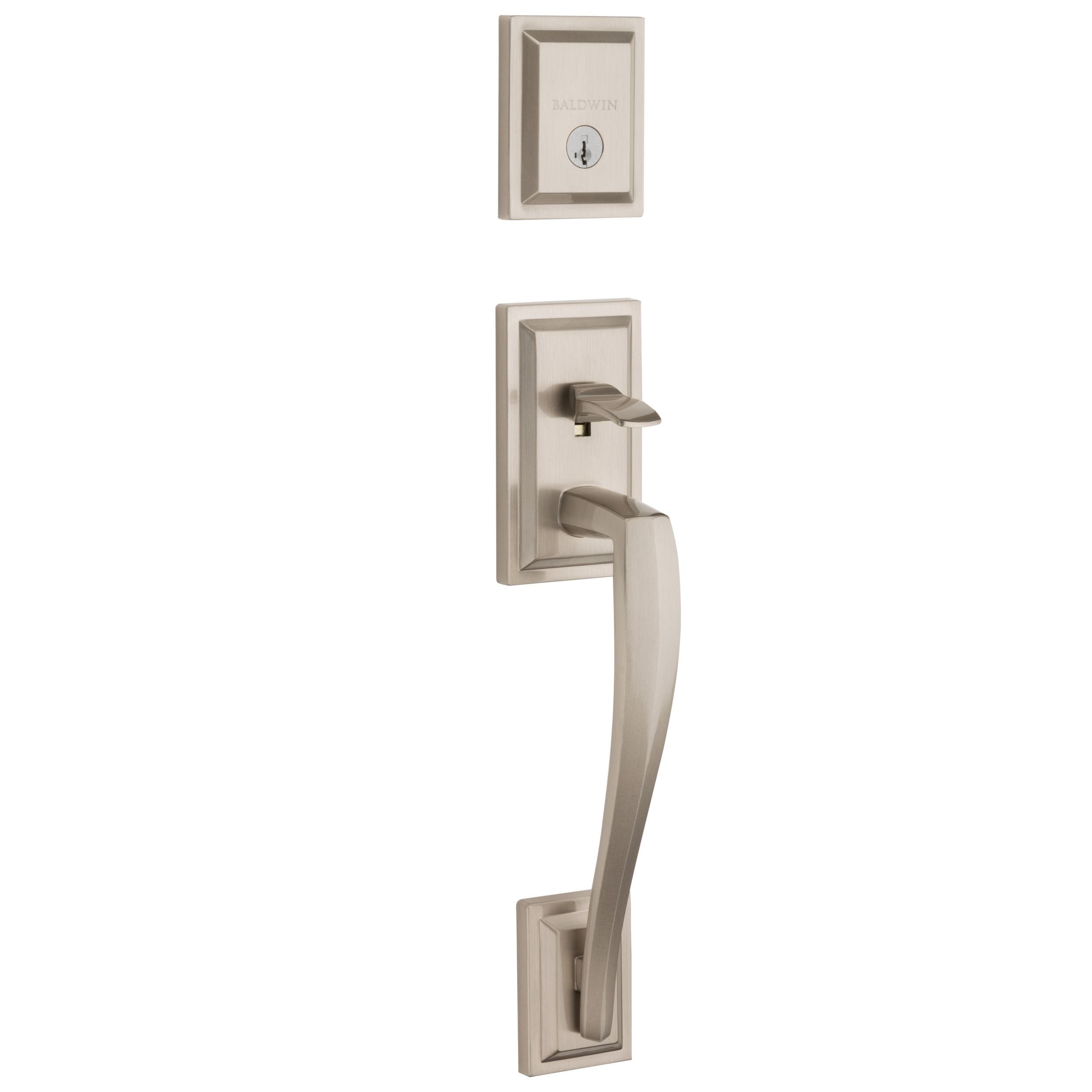 Baldwin - Prestige Collection - Tubular Entry Handlesets - Torrey Pines (TPH) Sectional Handleset w/ Torrey Lever In Satin Nickel