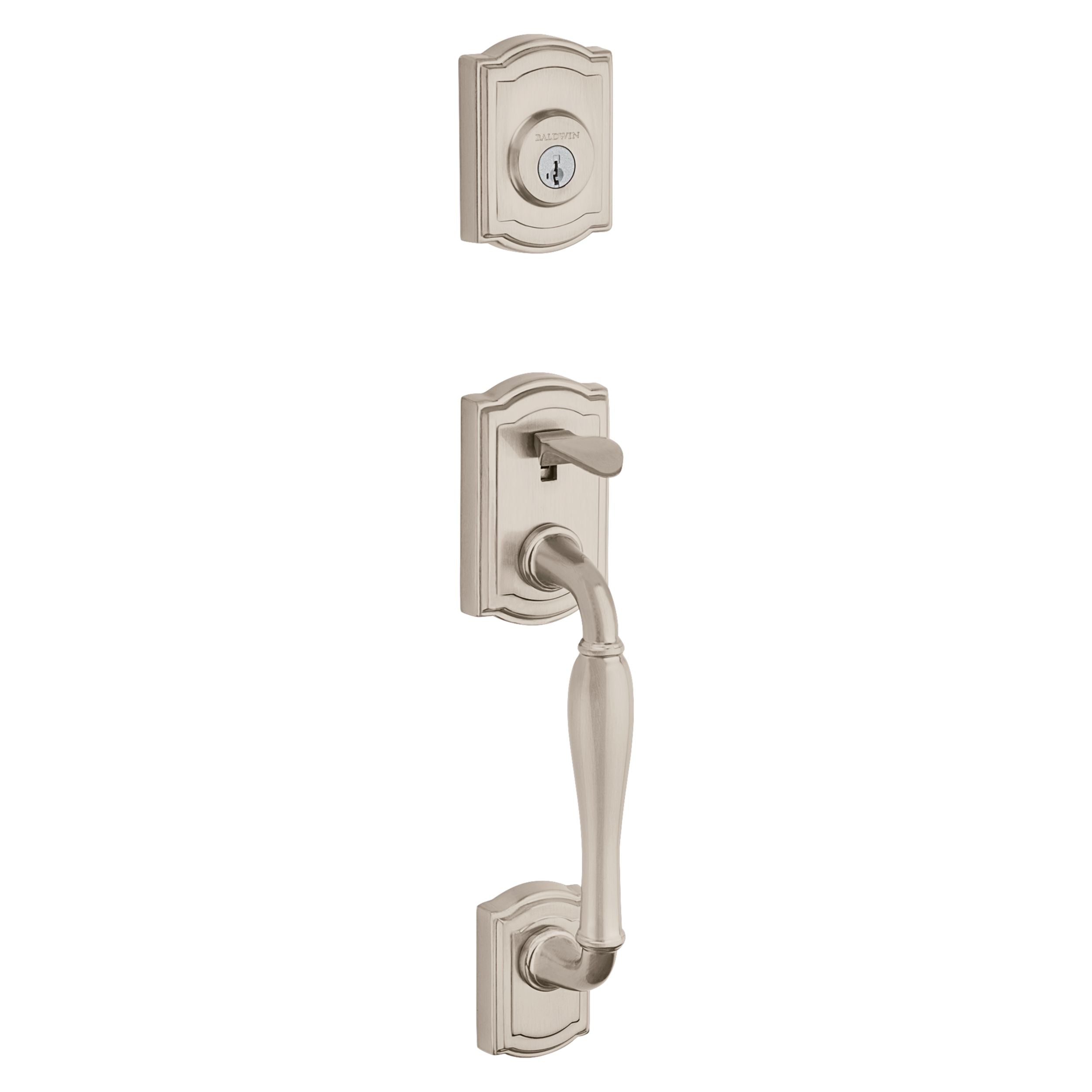 Baldwin - Prestige Collection - Tubular Entry Handlesets - Wesley (WYH) Sectional Handleset w/ Carnaby Knob In Satin Nickel