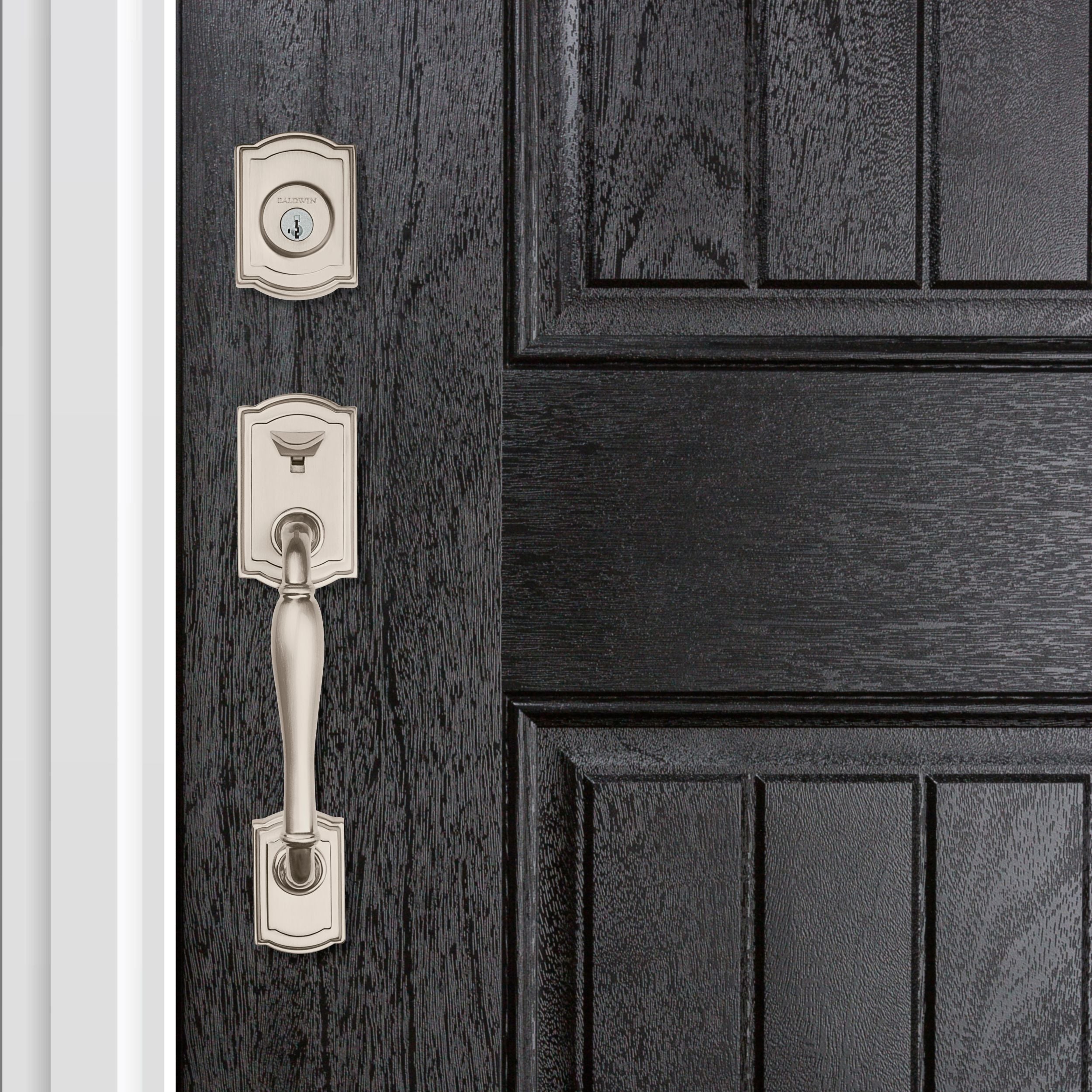 Baldwin - Prestige Collection - Tubular Entry Handlesets - Wesley (WYH) Sectional Handleset w/ Carnaby Knob In Satin Nickel