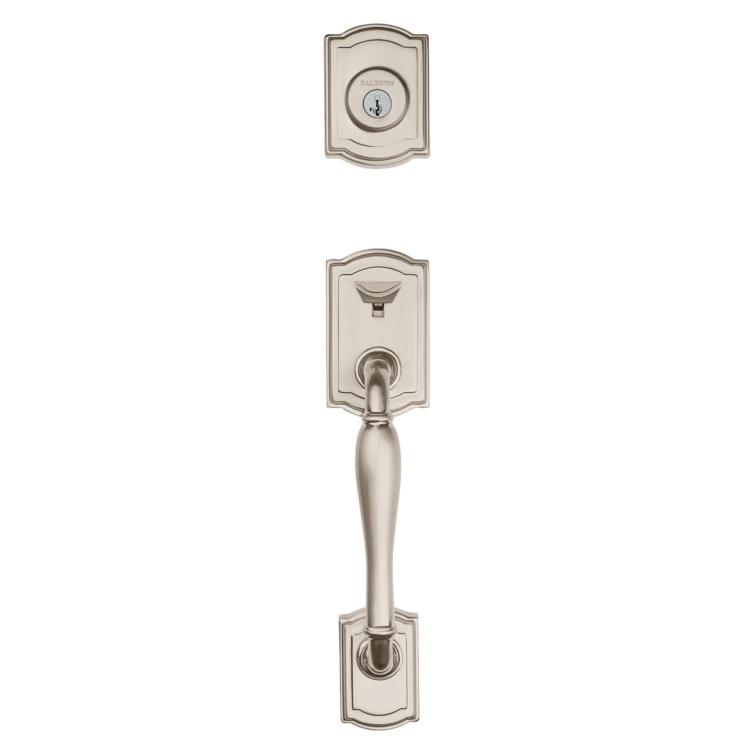 Baldwin - Prestige Collection - Tubular Entry Handlesets - Wesley (WYH) Sectional Handleset w/ Alcott Knob In Satin Nickel