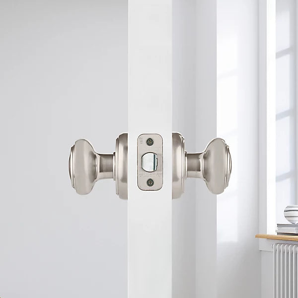 Baldwin - Prestige Collection - Knobs & Levers - Alcott (ATK) Knob w/ Round Rose In Satin Nickel