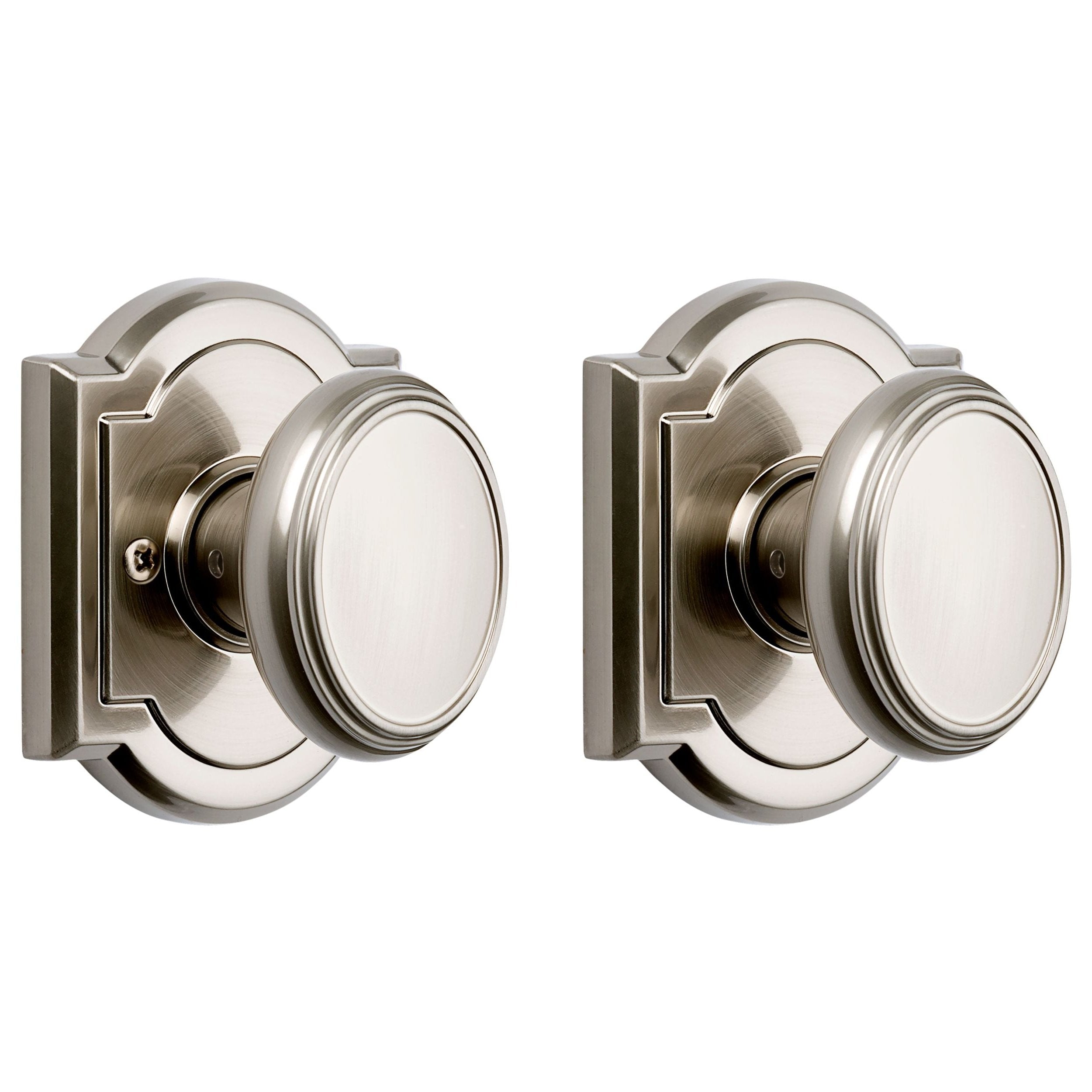 Baldwin - Prestige Collection - Knobs & Levers - Carnaby (CYK) Knob w/ Arch Rose In Satin Nickel