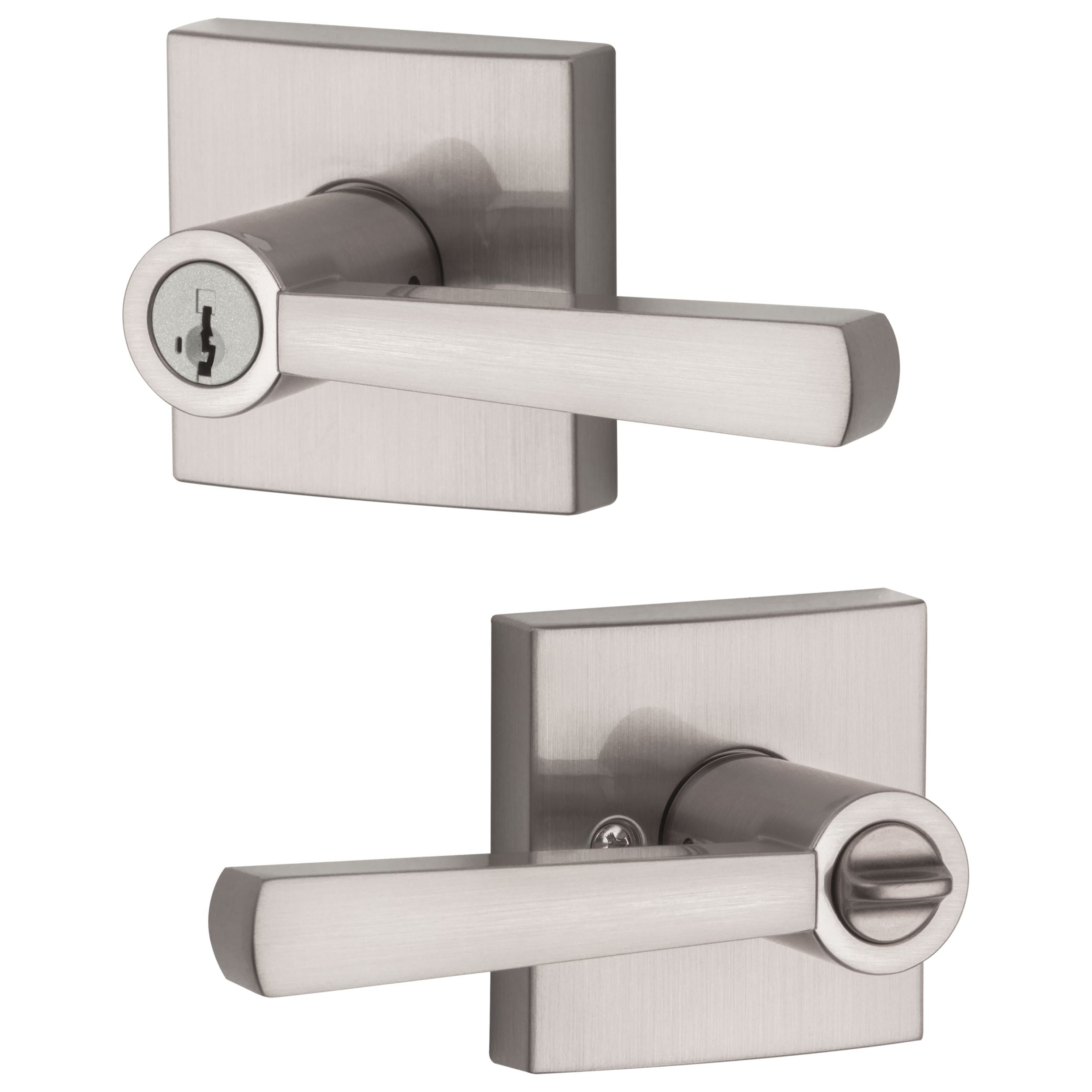 Baldwin - Prestige Collection - Knobs & Levers - Spyglass (SPL) Lever w/ Square Rose In Satin Nickel