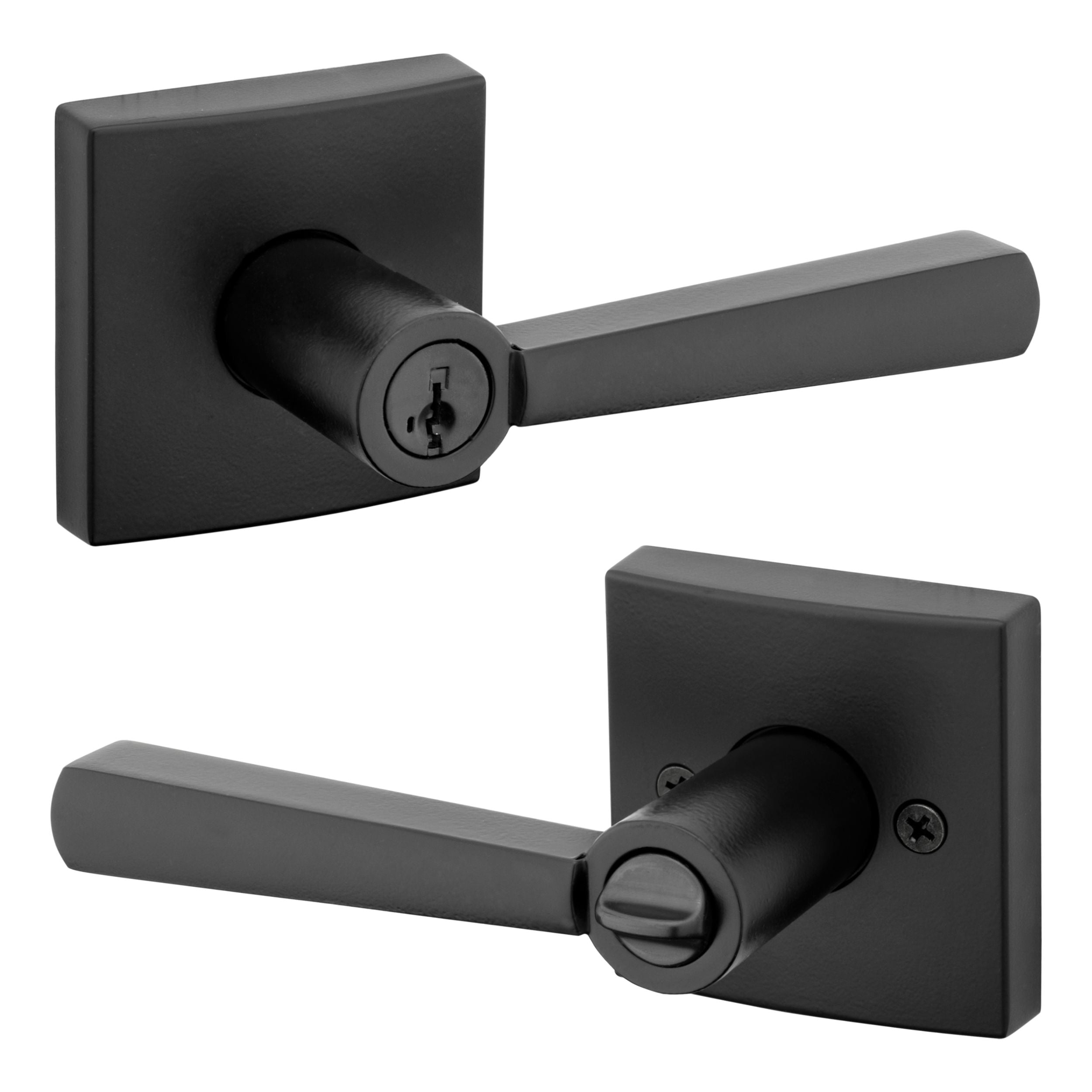 Baldwin - Prestige Collection - Knobs & Levers - Spyglass (SPL) Lever w/ Square Rose In Matte Black