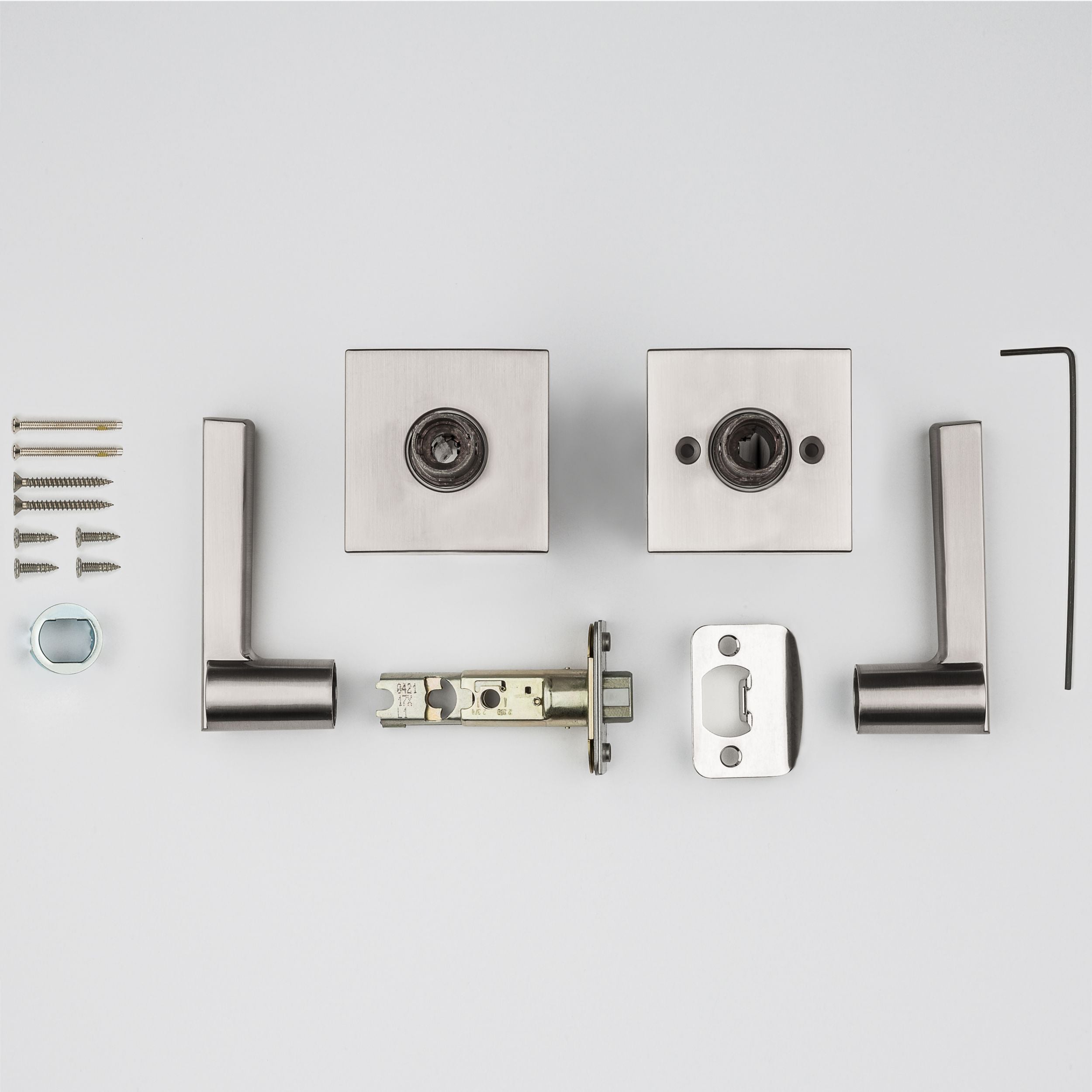 Baldwin - Prestige Collection - Knobs & Levers - Spyglass (SPL) Lever w/ Square Rose In Satin Nickel