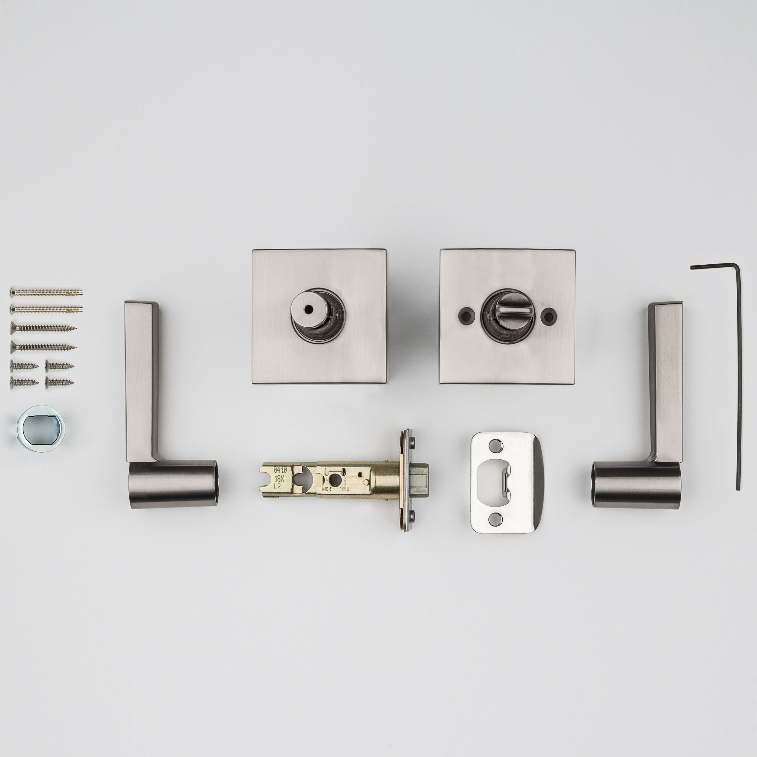 Baldwin - Prestige Collection - Knobs & Levers - Spyglass (SPL) Lever w/ Square Rose In Satin Nickel