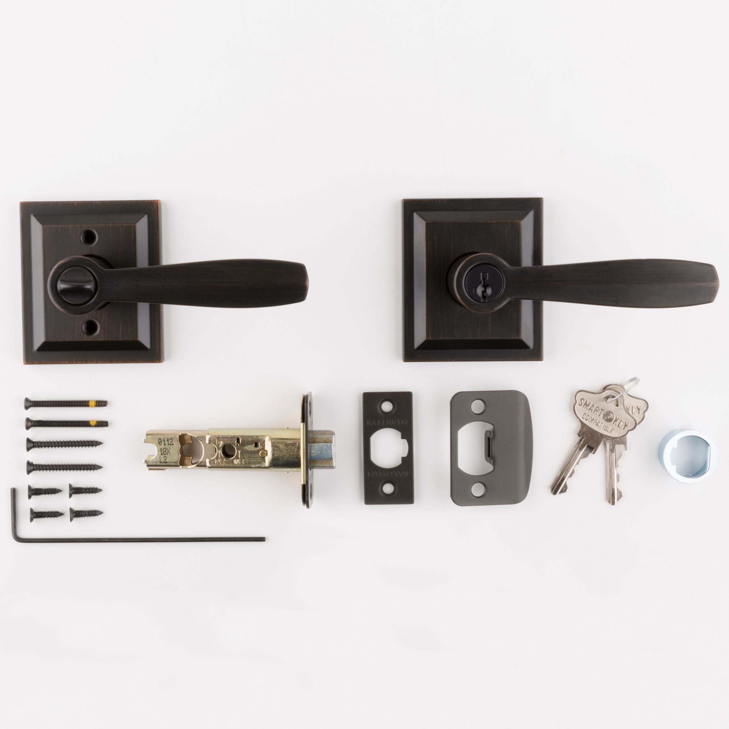 Baldwin - Prestige Collection - Knobs & Levers - Torrey (TOL) Lever w/ Square Rose In Venetian Bronze