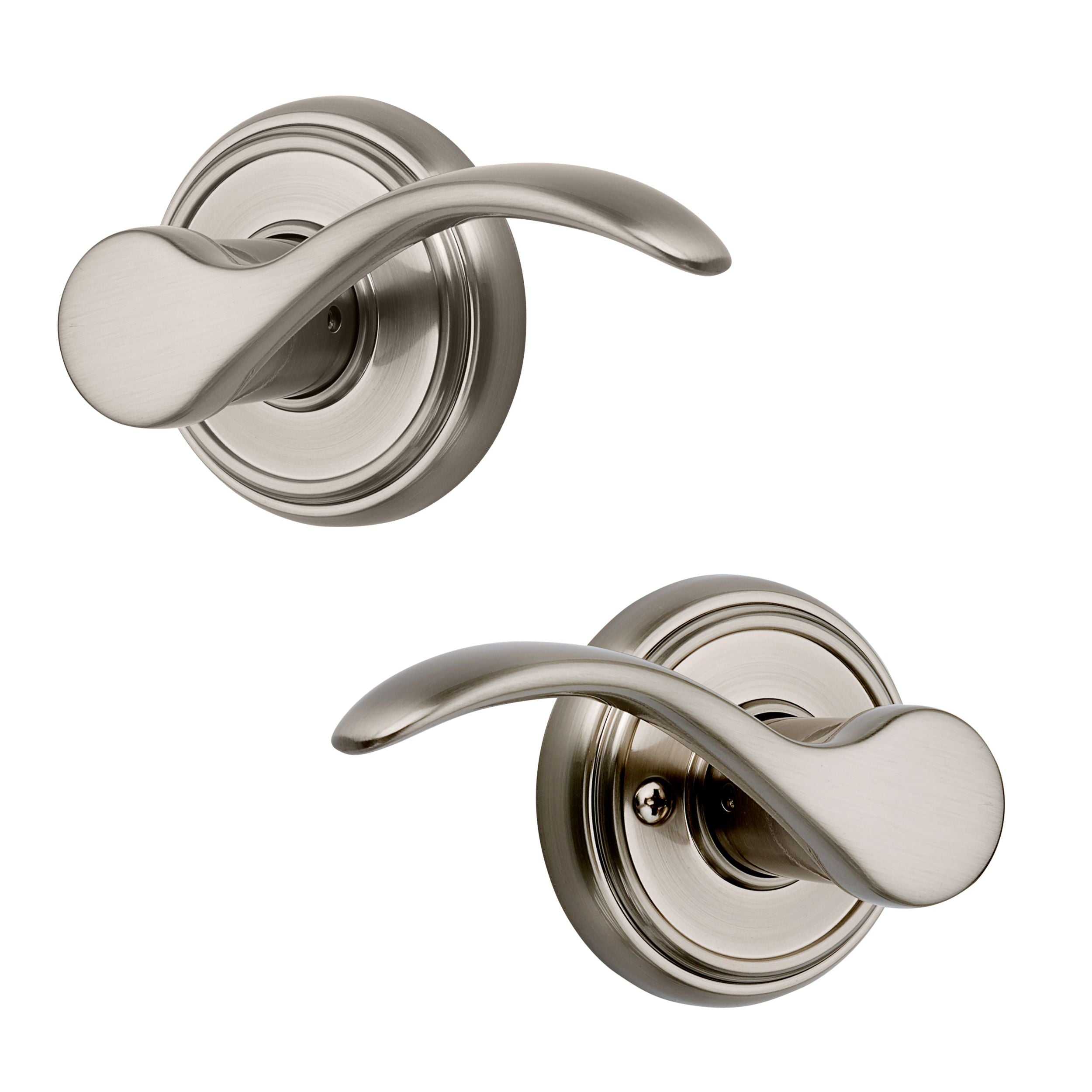 Baldwin - Prestige Collection - Knobs & Levers - Tobin (TBL) Lever w/ Round Rose In Satin Nickel