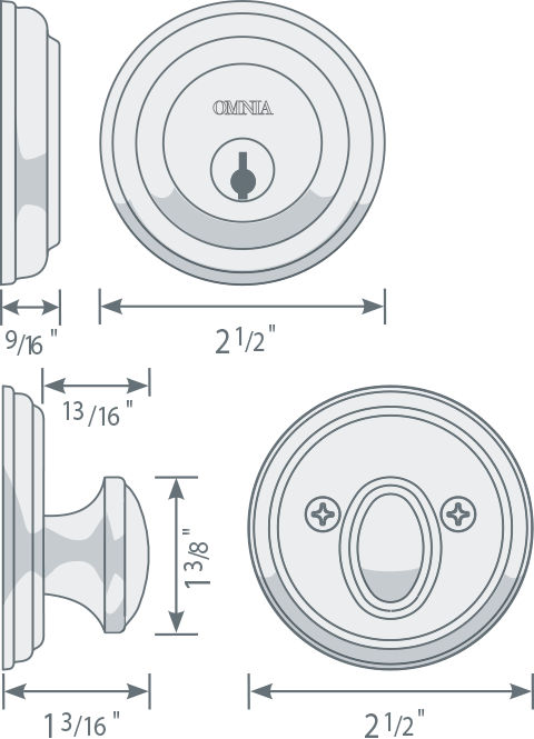 Omnia COLDB Solid Brass Auxiliary Deadbolt Kit