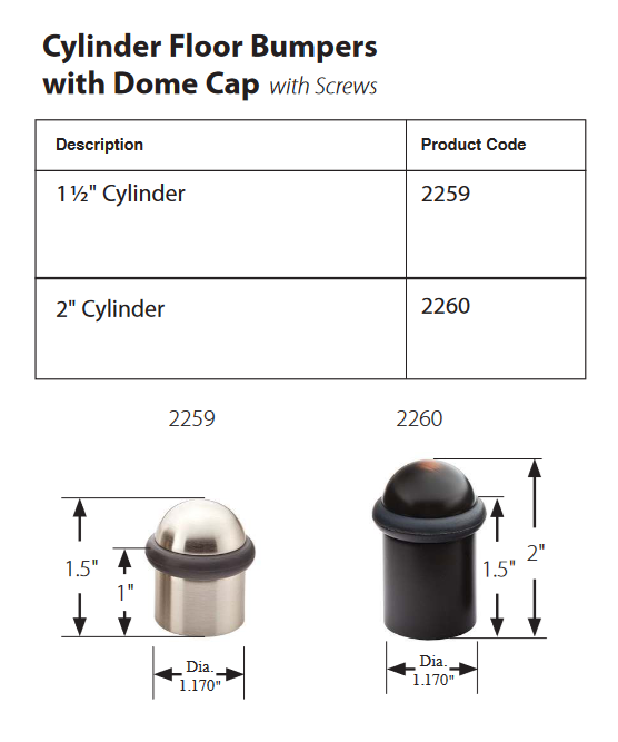 Emtek - Cylinder Bumper with Dome Cap Door Stops