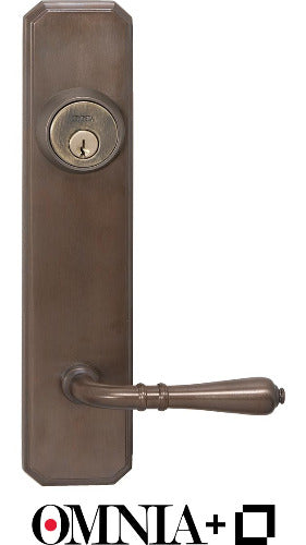 Omnia Traditional Keyless Deadbolt Entrance Lever 752 Lockset with Plates powered by Level