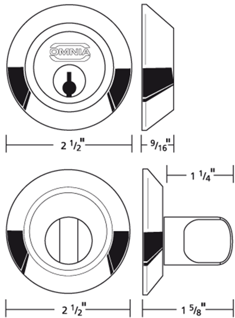 Omnia D9000 Stainless Steel Modern Auxiliary Deadbolt Kit