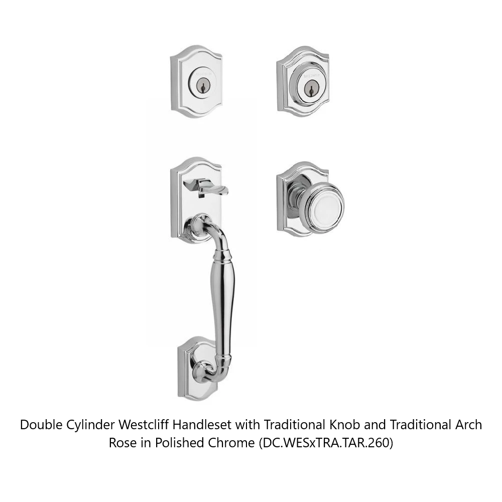 Baldwin - Reserve Collection - Sectional Handlesets - Westcliff Tubular Entry Handleset with Interior Knob (Double Cylinder)