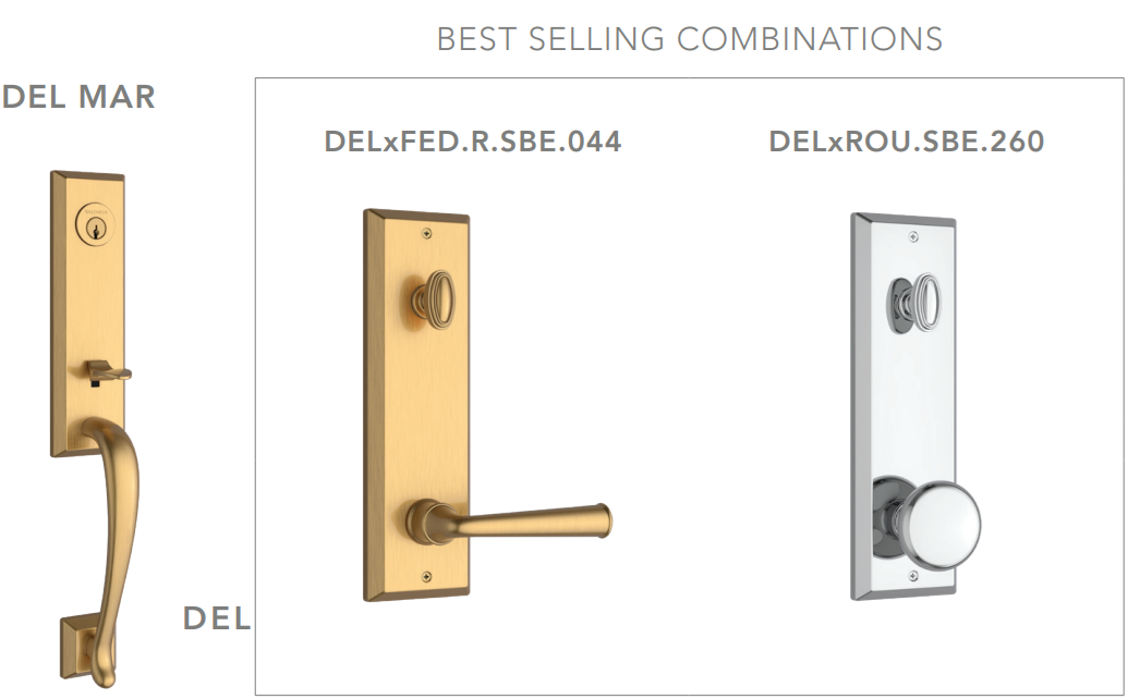 Baldwin - Reserve Collection - Egress Handlesets - Del Mar 3/4 Escutcheon Tubular Entry Handleset with Interior Knob (Full Dummy)