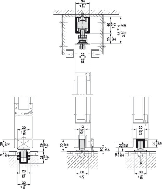 Hafele HAWA Junior 80/M Sliding Door Hardware Set (Track NOT Included)