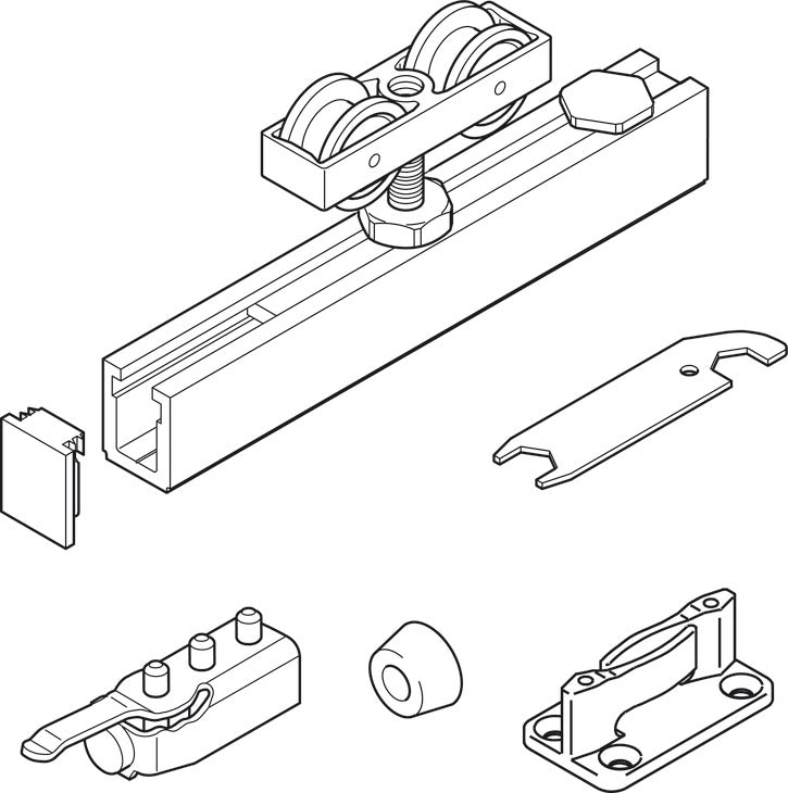 Hafele HAWA Junior 40/B Sliding Door Hardware Set (Track NOT Included)