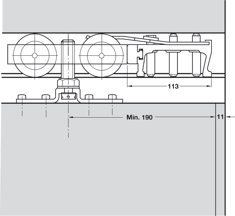 Hafele HAWA Junior 160/A Sliding Door Hardware Set (Track NOT Included)