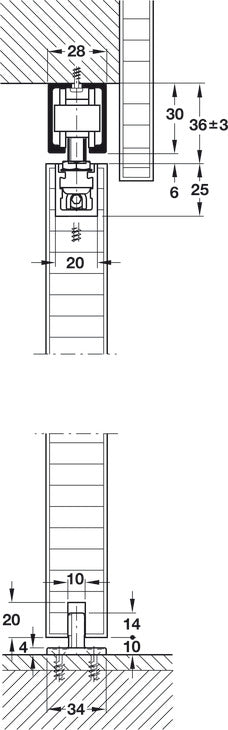 Hafele HAWA Junior 40/B Sliding Door Hardware Set (Track NOT Included)